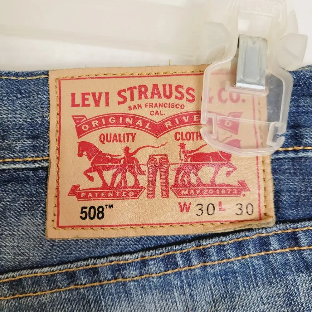 Levis 508 mens tapered leg mid wash blue jeans size 30/30 Classic Western Y2K